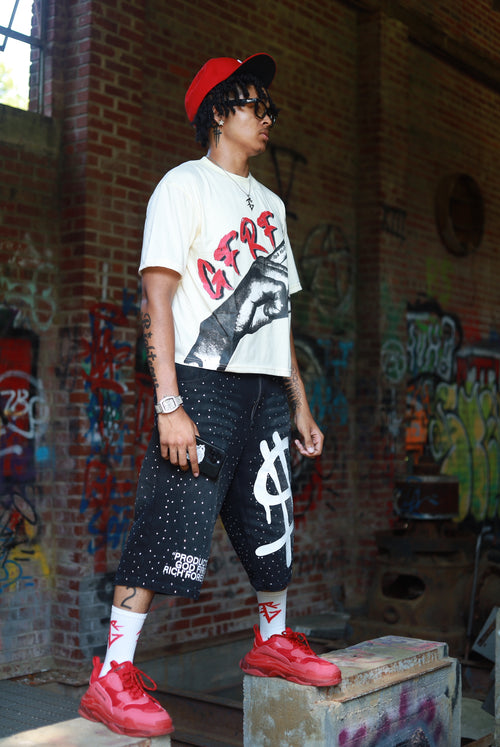 'PRODUCT OF GFRF' DENIM SHORTS